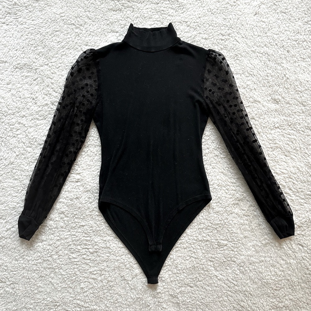 Bodysuit with mesh sleeves